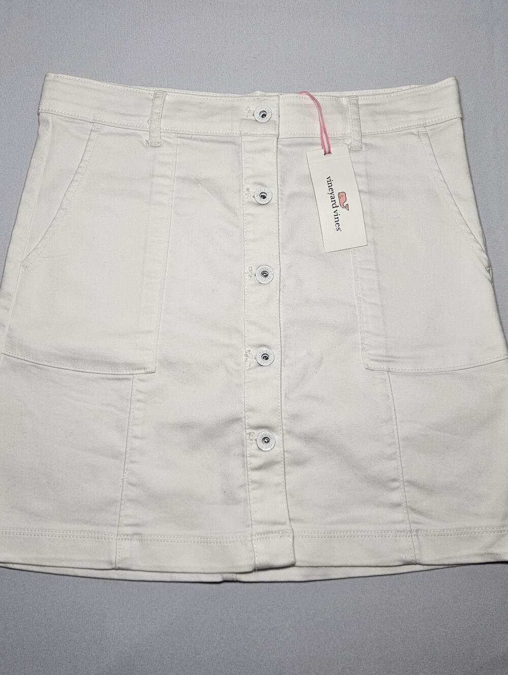 Vineyard Vines White Button-Front A-Line Skirt
